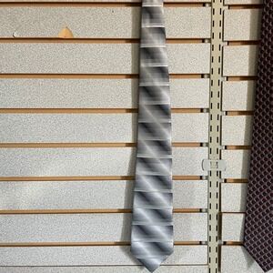 Van Heusen Men's Gray Striped Silk Blend Necktie Stain Resistant Formal Business
